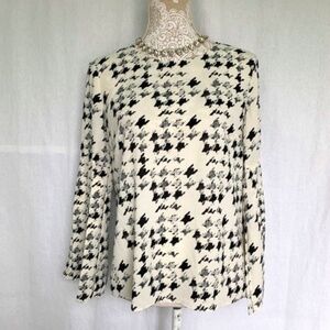Talbots // Black Houndstooth Flare Sleeve Top S tp1